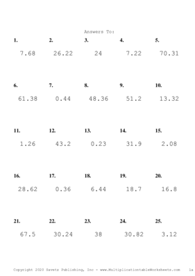 One Decimal Problem Set Q Answers