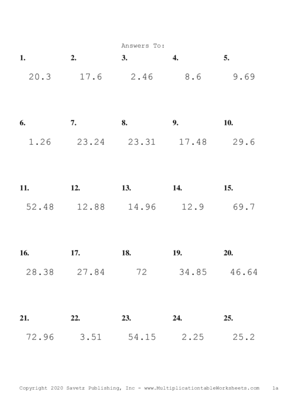 One Decimal Problem Set R Answers