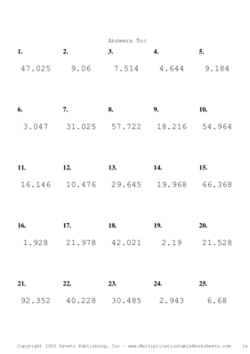 Two Decimal by One Decimal Problem Set AI Answers