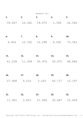 Two Decimal by One Decimal Problem Set AK Answers