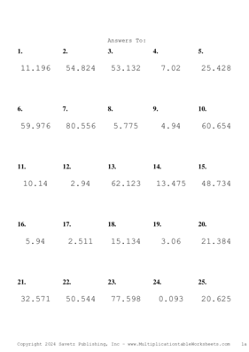 Two Decimal by One Decimal Problem Set BC Answers