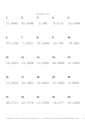 Two Decimal Problem Set AC Answers