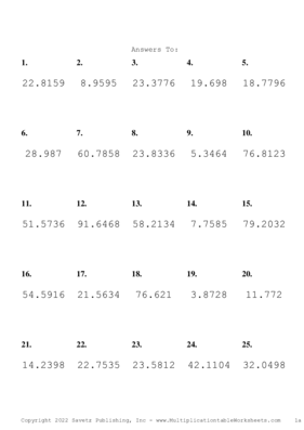 Two Decimal Problem Set AD Answers