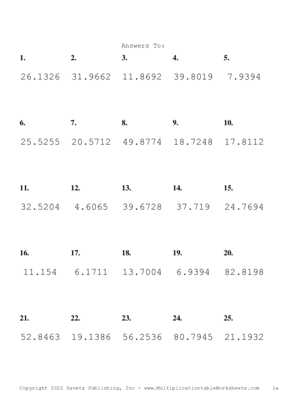 Two Decimal Problem Set AE Answers