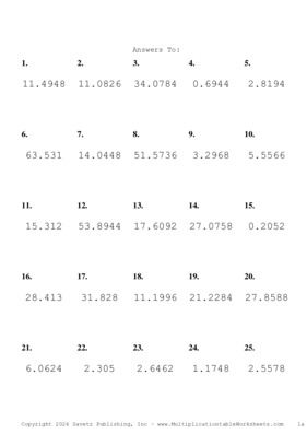 Two Decimal Problem Set AJ Answers