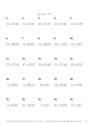 Two Decimal Problem Set AK Answers