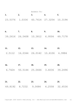 Two Decimal Problem Set AM Answers