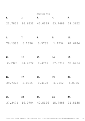 Two Decimal Problem Set AN Answers