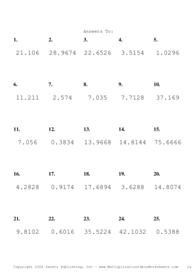 Two Decimal Problem Set AO Answers