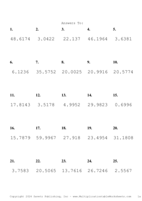 Two Decimal Problem Set BG Answers