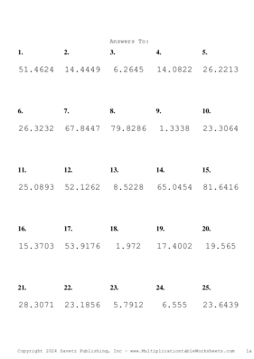 Two Decimal Problem Set BH Answers