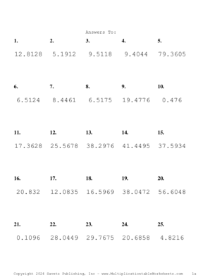 Two Decimal Problem Set BJ Answers