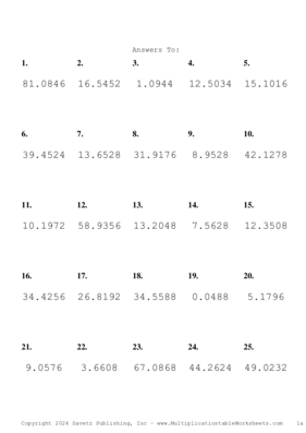 Two Decimal Problem Set BK Answers