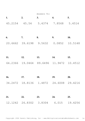 Two Decimal Problem Set BL Answers