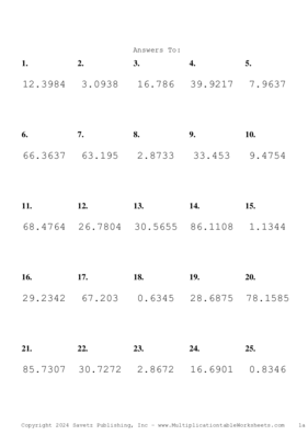 Two Decimal Problem Set BM Answers