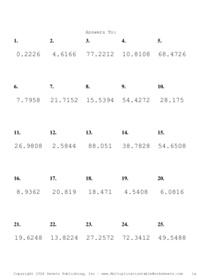 Two Decimal Problem Set BN Answers