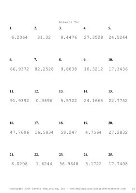 Two Decimal Problem Set BP Answers