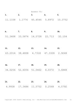 Two Decimal Problem Set BQ Answers