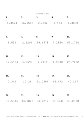 Two Decimal Problem Set BR Answers