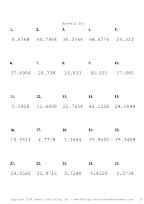 Two Decimal Problem Set BS Answers
