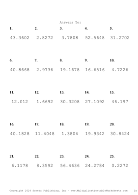 Two Decimal Problem Set BT Answers