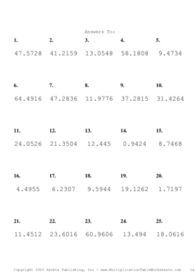 Two Decimal Problem Set B Answers