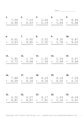 Two Decimal Problem Set C Multiplication Worksheet