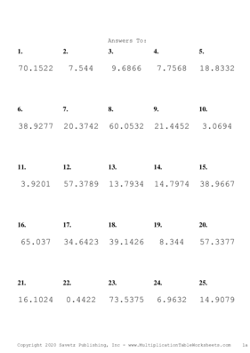 Two Decimal Problem Set D Answers