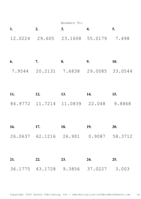 Two Decimal Problem Set I Answers