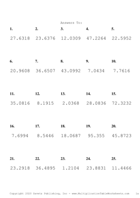 Two Decimal Problem Set Q Answers