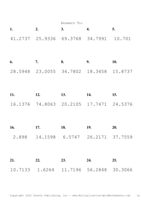 Two Decimal Problem Set V Answers