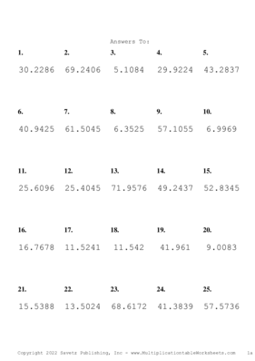 Two Decimal Problem Set Y Answers