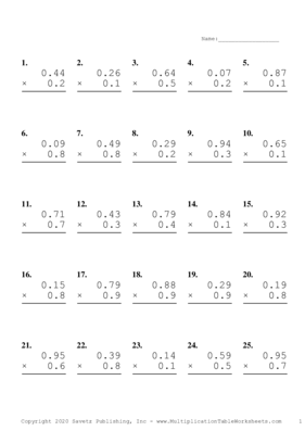 5th to 6th Grade Collection Multiplication Worksheet