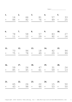 Double Digits Problem Set Q Multiplication Worksheet