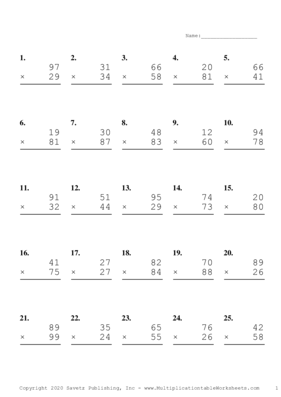 Double Digits Problem Set R Multiplication Worksheet