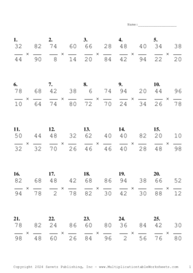 Simplify by 2 Problem Set BA Multiplication Worksheet