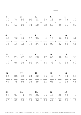 Simplify by 2 Problem Set BB Multiplication Worksheet