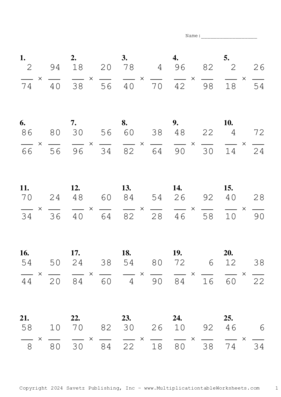 Simplify by 2 Problem Set BC Multiplication Worksheet