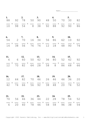 Simplify by 2 Problem Set C Multiplication Worksheet