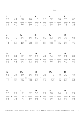 Simplify by 2 Problem Set M Multiplication Worksheet