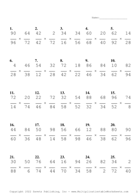 Simplify by 2 Problem Set O Multiplication Worksheet