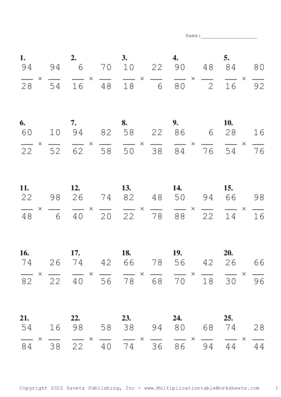 Simplify by 2 Problem Set Q Multiplication Worksheet