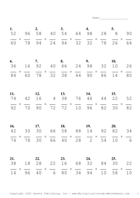 Simplify by 2 Problem Set R Multiplication Worksheet