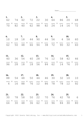 Simplify by 2 Problem Set W Multiplication Worksheet