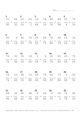 Simplify by 2 Problem Set Y Multiplication Worksheet