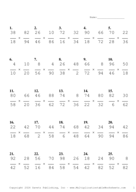 Simplify by 2 Problem Set Z Multiplication Worksheet