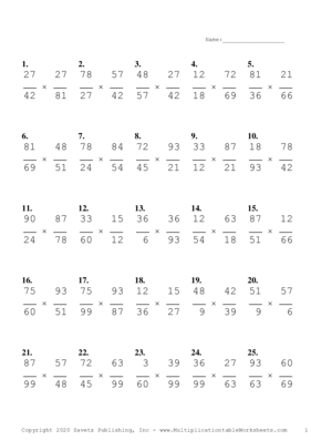 Simplify by 3 Problem Set A Multiplication Worksheet