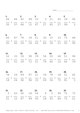 Simplify by 3 Problem Set AC Multiplication Worksheet