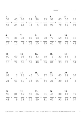 Simplify by 3 Problem Set J Multiplication Worksheet