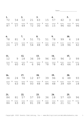 Simplify by 3 Problem Set O Multiplication Worksheet